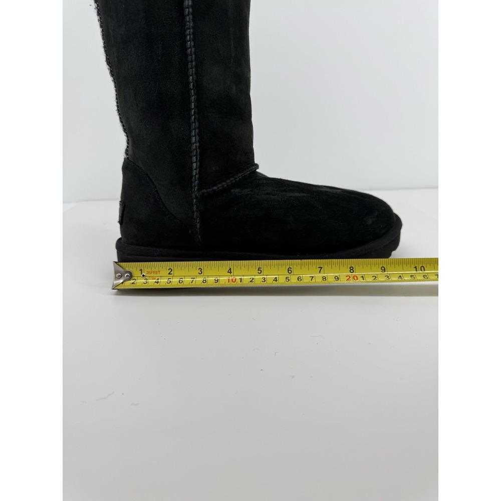 UGG Classic Tall Braid Black Sheepskin Boots Cozy Shearling Lined Winter Women 8 - Picture 11 of 14